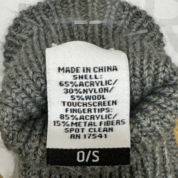 U|R Touchscreen Gloves NWT Grey Acrylic Wool Blend One Size - Picture 4 of 5
